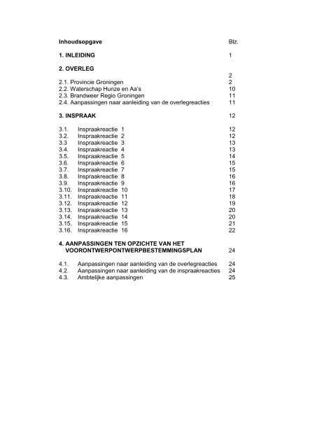 reactienota overleg en inspraak sellingen - Gemeente Vlagtwedde