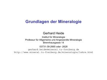 Grundlagen der Mineralogie - Institut für Mineralogie