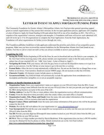 letter of intent to apply for grant funding form - The Community ...