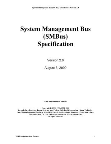 System Management Bus (SMBus) Specification, version 2.