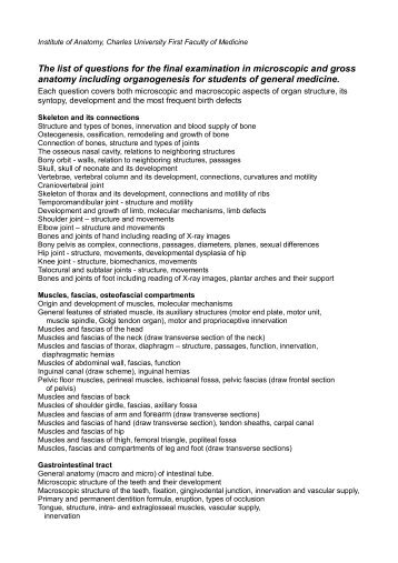 The list of questions for the final examination in microscopic and ...