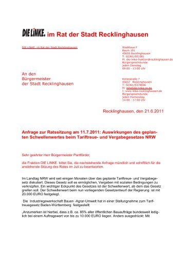 Musteranfrage als PDF - Die Linke NRW