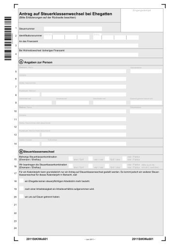 Antrag auf Steuerklassenwechsel bei Ehegatten - International