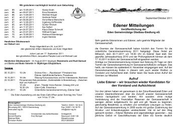 Edener Mitteilungen, Sept/Okt 2011 - Eden-Stiftung