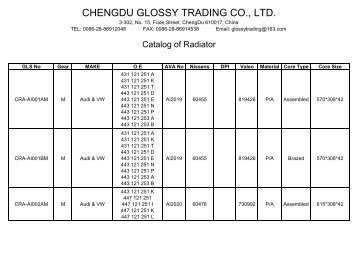 Catalog of Radiator 2008 - ChengDu Glossy Trading Co., Ltd.