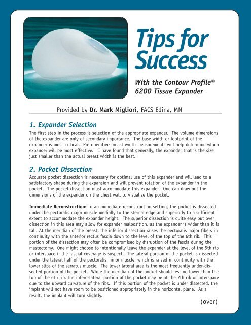 Tips for Success With the Contour ProfileÂ® 6200 Tissue ... - Mentor
