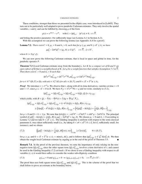 on carleman estimates for elliptic and parabolic operators ...