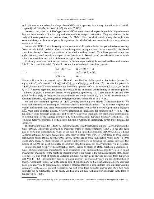 on carleman estimates for elliptic and parabolic operators ...