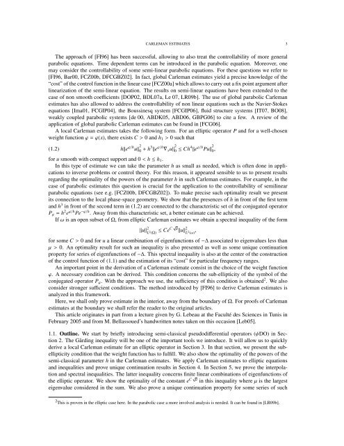 on carleman estimates for elliptic and parabolic operators ...