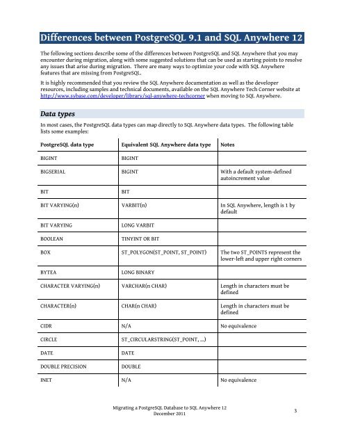 Migrating a PostgreSQL Database to SQL Anywhere 12 - Sybase
