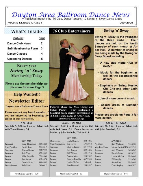 12 07July2008Newsletter - Ballroom Dance Dayton