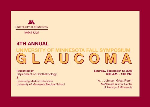 Glaucoma Brochure - University of Minnesota Continuing Medical ...
