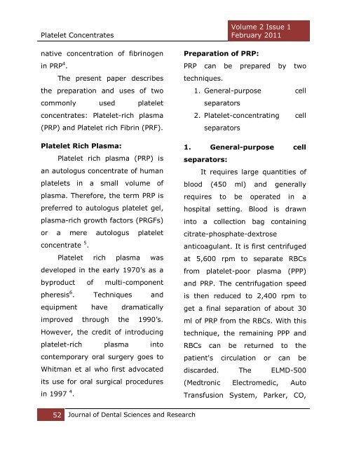 Platelet Concentrates: A Promising Innovation In ... - Ssdctumkur.org