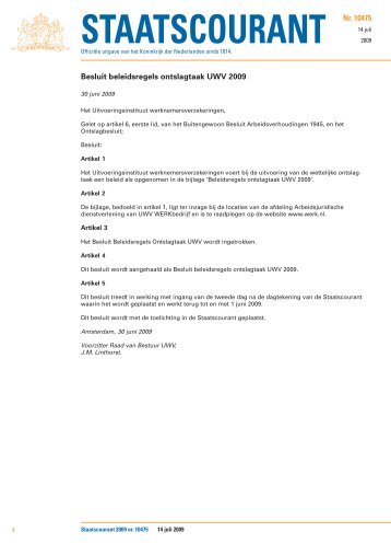Beleidsregels ontslagtaak, 14 juli 2009(pdf, 165 kB) - Uwv