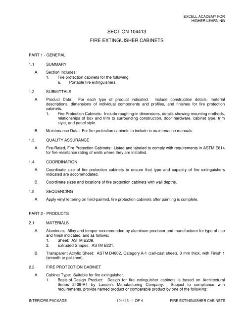 Section 104413 Fire Extinguisher Cabinets Christenson Corporation