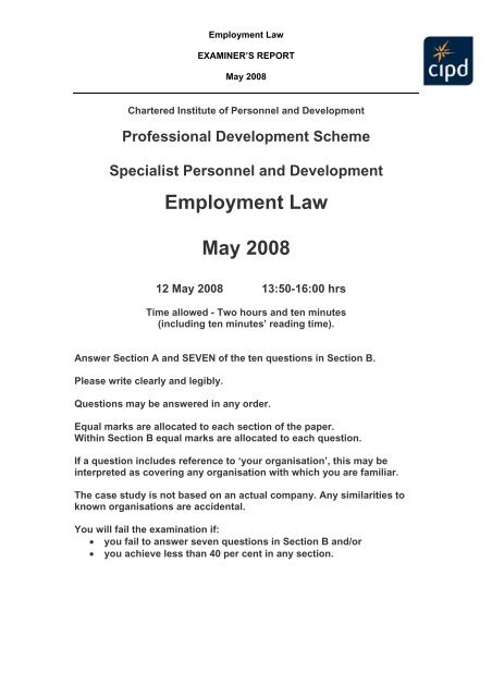 Employment Law May 2008 - CIPD