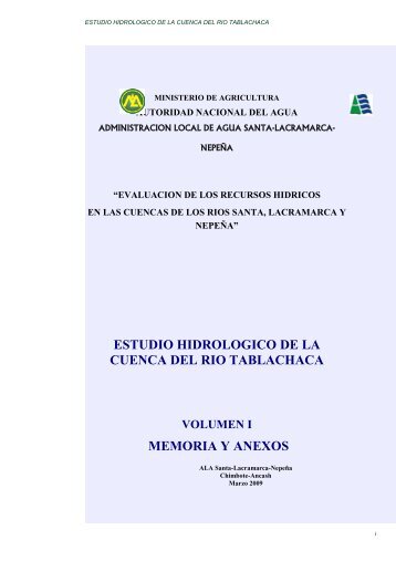 estudio hidrologico de la cuenca del rio tablachaca memoria y anexos