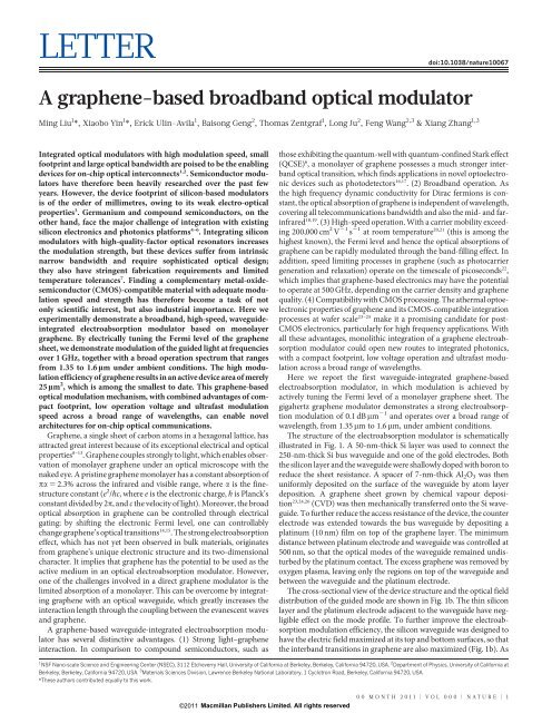 A graphene-based broadband optical modulator