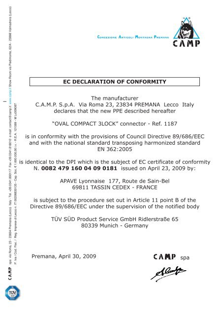 Download the EC declaration of conformity - Camp