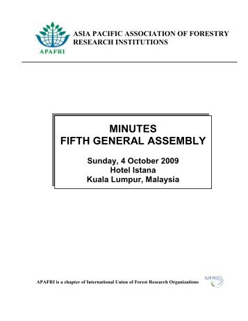 minutes fifth general assembly - APAFRI-Asia Pacific Association of ...