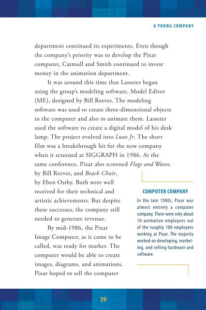 PIXAR: The Company and Its Founders - Sharyland ISD