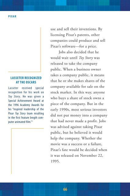 PIXAR: The Company and Its Founders - Sharyland ISD