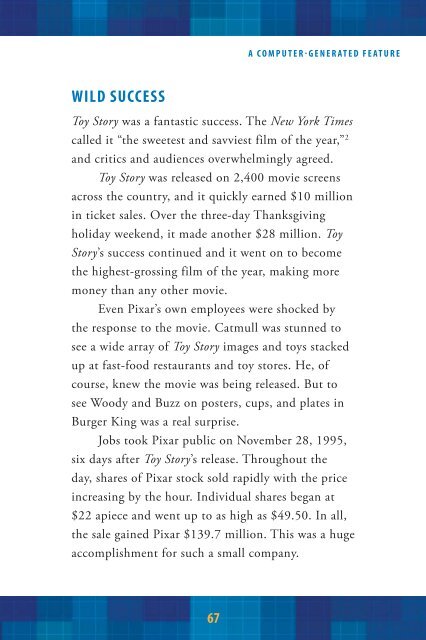 PIXAR: The Company and Its Founders - Sharyland ISD