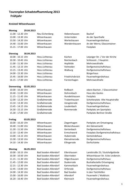 Tourenplan - Werra-MeiÃƒÂŸner-Kreis