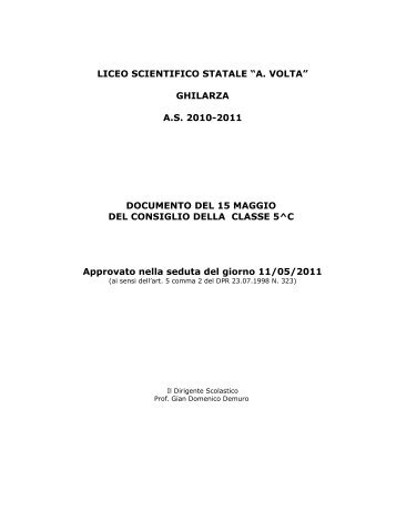Documento 15 maggio Liceo scientifico di Ghilarza · 5C - Isisghilarza.it