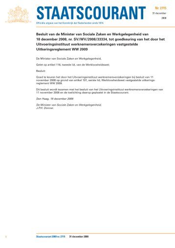 Besluit Uitkeringsreglement WW 2009, 31 december 2008(pdf ... - Uwv