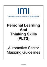 Personal Learning And Thinking Skills (PLTS) - Institute of the Motor ...