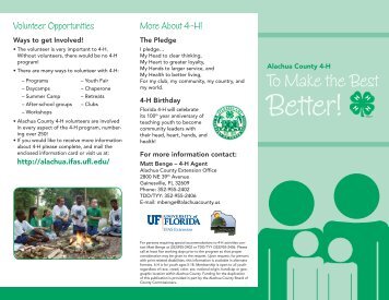 4-H Brochure - Alachua County Extension Office - University of Florida