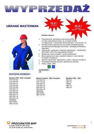 UBRANIE MASTERMAN - Procurator