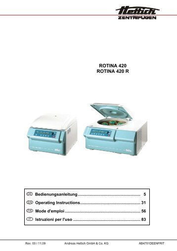 ROTINA 420 ROTINA 420 R - Hettich Instruments
