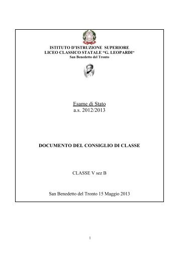 Documento del 15 Maggio - Liceo Classico "G. Leopardi"