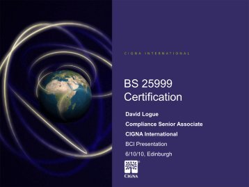 CIGNA: BCM and BS25999 Certification - BSI Shop
