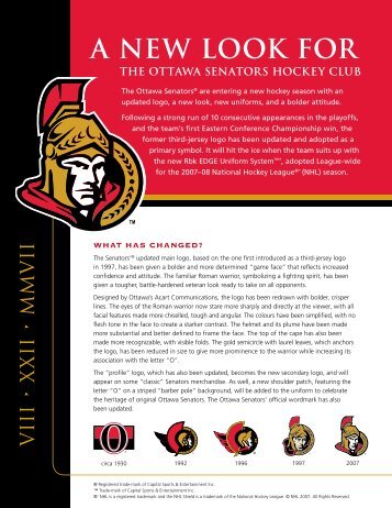 a new look for the ottawa senators hockey club