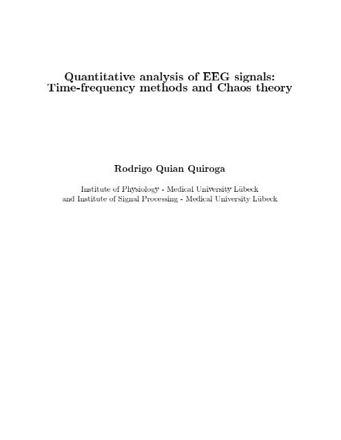 Quantitative analysis of EEG signals: Time-frequency methods and ...