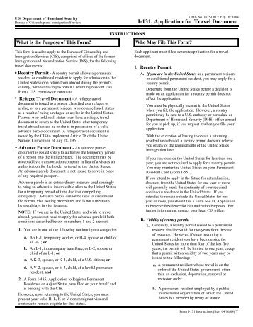 I-131, Application for Travel Document