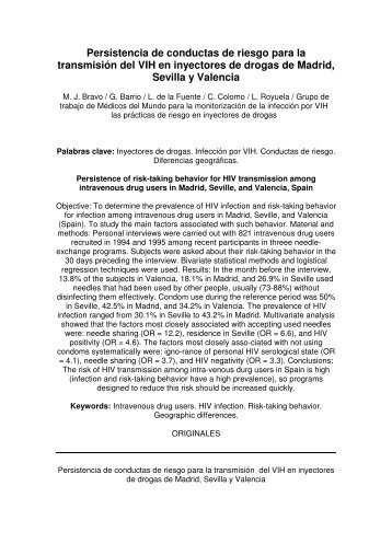 Persistencia de conductas de riesgo para la transmisiÃ³n ... - Sida Studi