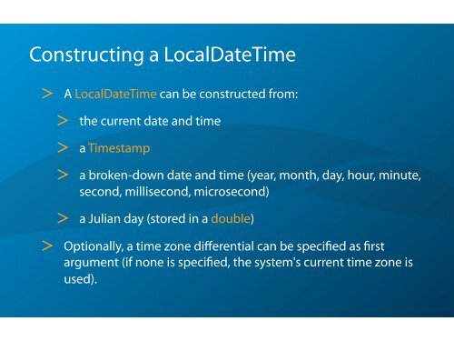 Working with date and time, time spans, time zones as well ... - Poco