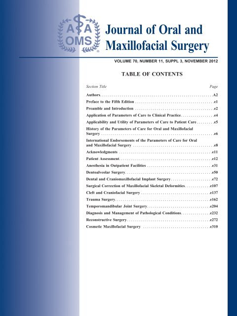 Parameters of Care - American Association of Oral and Maxillofacial