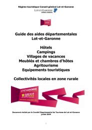 Guide des aides dÃ©partementales - Tourisme Lot-et-Garonne