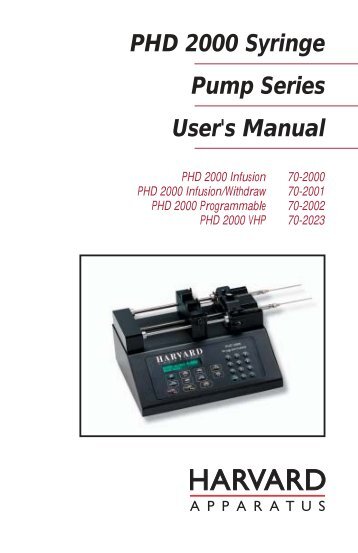 PHD 2000 Syringe Pump Series Manual - Instech Laboratories, Inc.