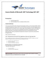 Cource Content of Asp.Net 4.0 - SSDN Technologies