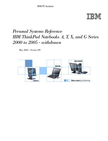 Personal Systems Reference IBM ThinkPad Notebooks A ... - Lenovo