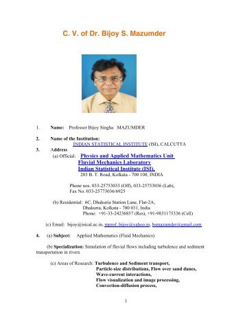 Bijoy Singh Mazumdar - Indian Statistical Institute