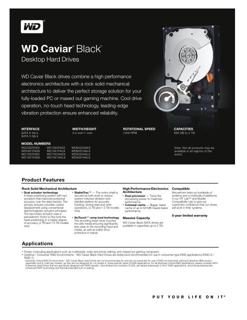 WD Caviar Black Series Disti Spec Sheet - Inet.se