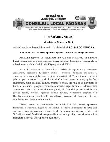 PROIECT - HOTARÃREA NR - Primaria Municipiului Fagaras