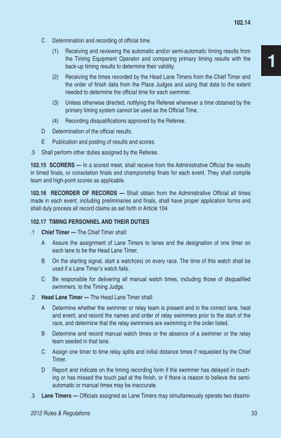 2012 USA Swimming Rule Book